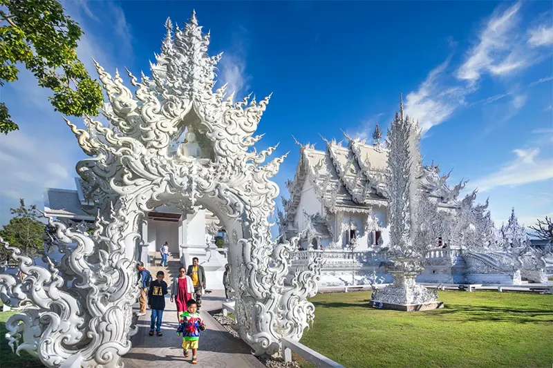 Wat Rong Khun, or the White Temple, in Chiang Rai